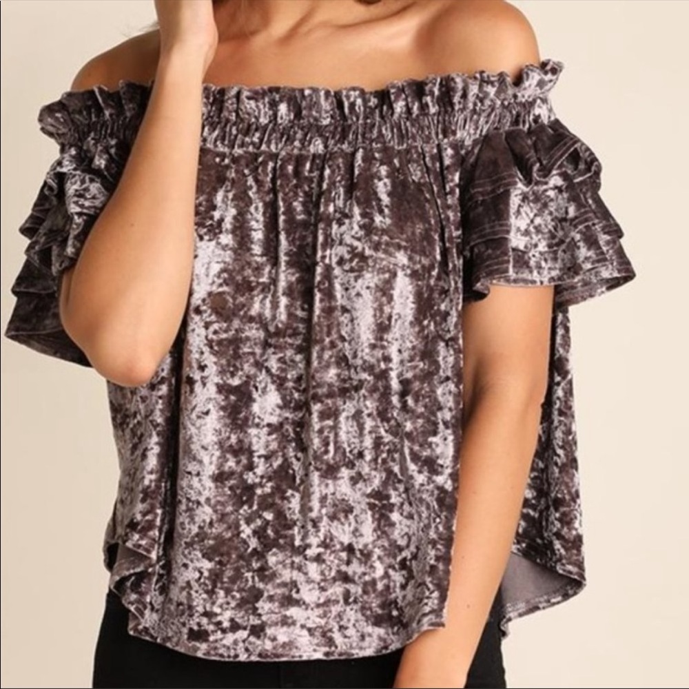 Umgee Crushed Velvet Off the Shoulder Top